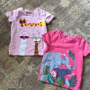 Boden set of 2 pink appliqué safari shirts 6-7y 122cm